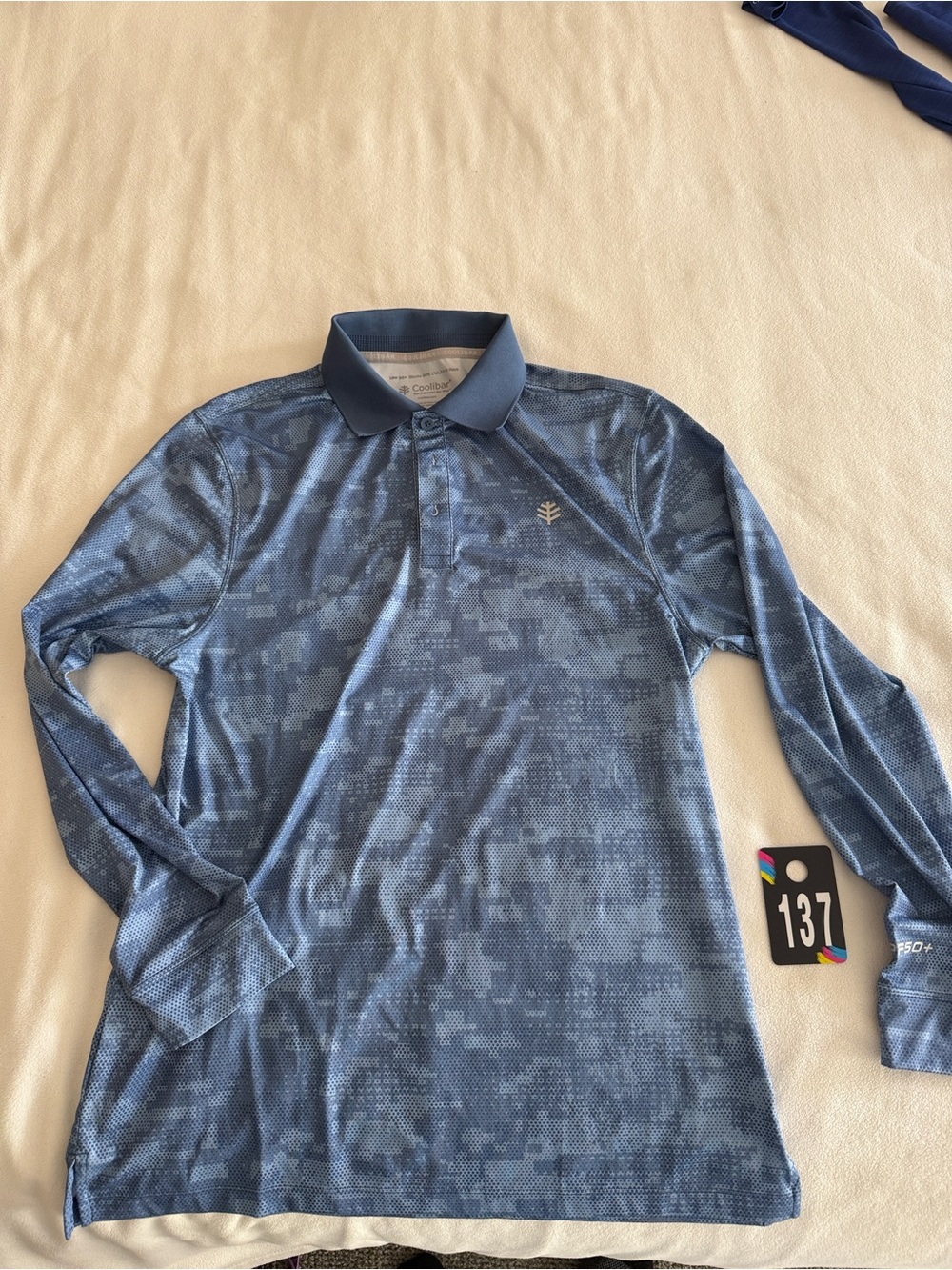 Coolibar Blue Digital Camo Long-Sleeve Polo